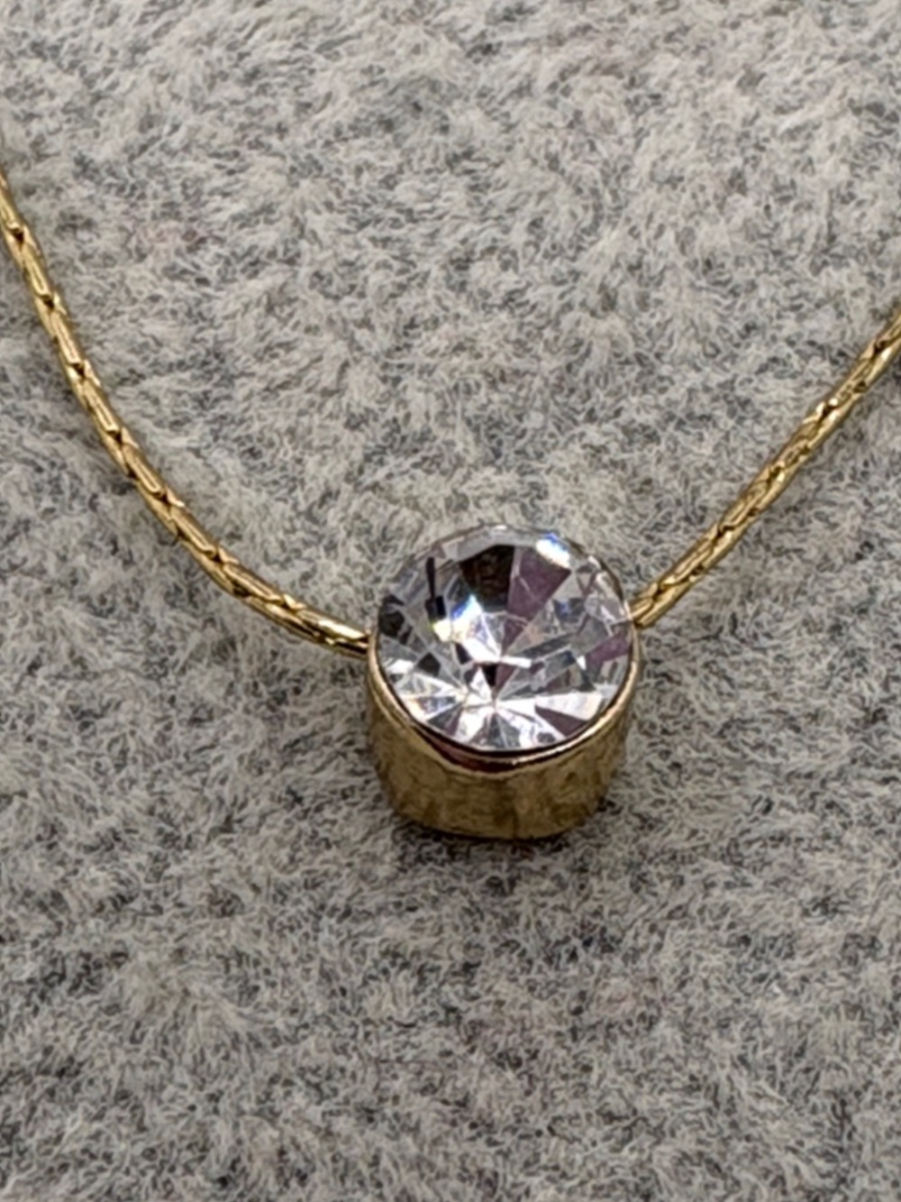 Gold Necklace Faux Solitaire Pendant - Women Jewelry 15-17” - Picture 2 of 4